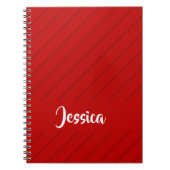Aangepaste naam rode diagonaal plastic getextureer notitieboek (Voorkant)
