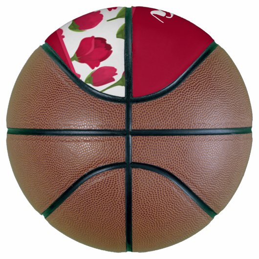 Aangepaste naam rode en roze rozen basketbal (Rechts)
