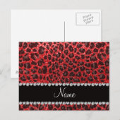 Aangepaste naam rode glitter leopard spots briefkaart (Voorkant / Achterkant)