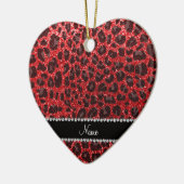 Aangepaste naam rode glitter leopard spots keramisch ornament (Links)