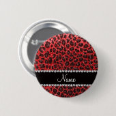 Aangepaste naam rode glitter leopard spots ronde button 5,7 cm (Voorkant /achterkant)
