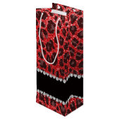 Aangepaste naam rode glitter leopard spots wijn cadeautas (Achterkant Gekanteld)