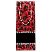 Aangepaste naam rode glitter leopard spots wijn cadeautas (Achterkant)