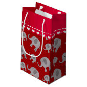 Aangepaste naam rode grijze olifanten klein cadeauzakje (Achterkant Gekanteld)