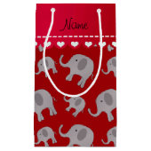 Aangepaste naam rode grijze olifanten klein cadeauzakje (Voorkant)