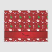 Aangepaste naam rode kerstgymnastiek santas tissuepapier (Voorkant)