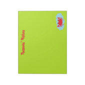 Aangepaste naam rode krab op blauw en groen notitieblok (Linkerzijde)