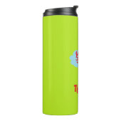 Aangepaste naam rode krab op blauw en groen thermosbeker (Gedraaid links)