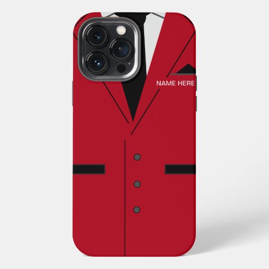 Aangepaste naam Rode Pak Stropdas Pret iPhone Hoesje (Achterkant)