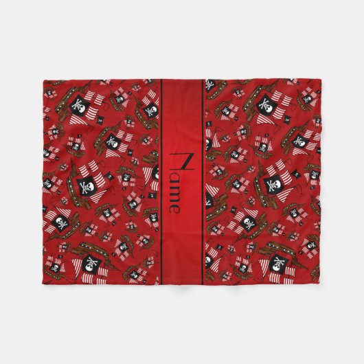 Aangepaste naam rode piratenschepen fleece deken (Voorkant (Horizontaal))
