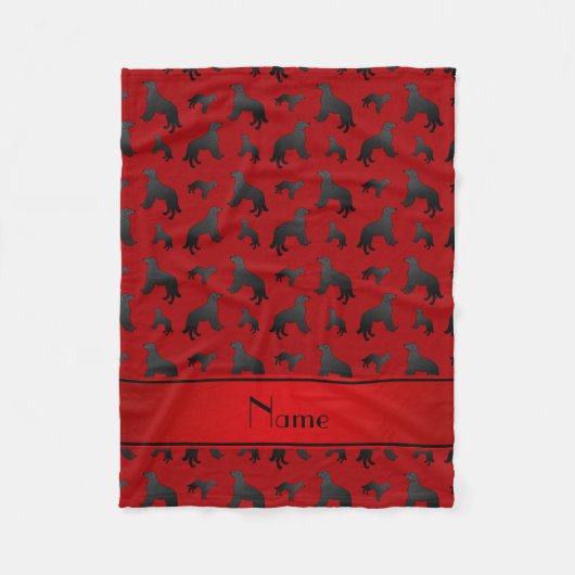 Aangepaste naam rode, platte, omhulde washonden fleece deken (Voorkant)
