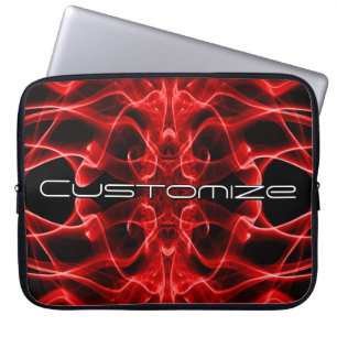 Aangepaste naam Rode rook symmetrische Zwarte Laptop Sleeve