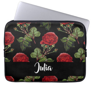 Aangepaste naam rode rozen laptop sleeve