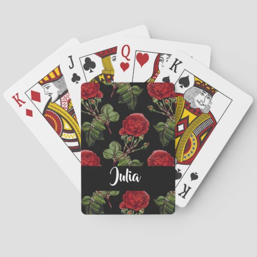 Aangepaste naam rode rozen pokerkaarten (Achterkant)