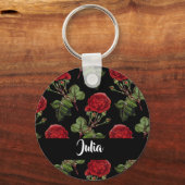 Aangepaste naam rode rozen sleutelhanger (Voorkant)
