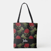 Aangepaste naam rode rozen tote bag (Achterkant)