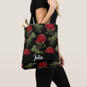 Aangepaste naam rode rozen tote bag (Dichtbij)