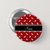 Aangepaste naam rode schaatsen en harten ronde button 5,7 cm (Voorkant /achterkant)