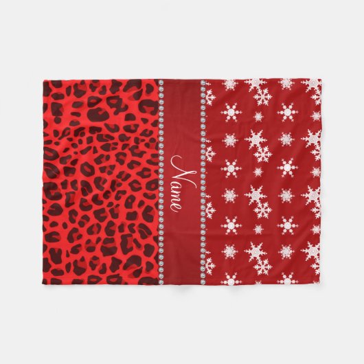 Aangepaste naam rode sneeuwvlokken rode rode stree fleece deken (Voorkant (Horizontaal))
