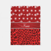 Aangepaste naam rode sneeuwvlokken rode rode stree fleece deken (Voorkant)