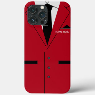 Aangepaste naam Rode Suit Necktie Fun Case-Mate iPhone Case