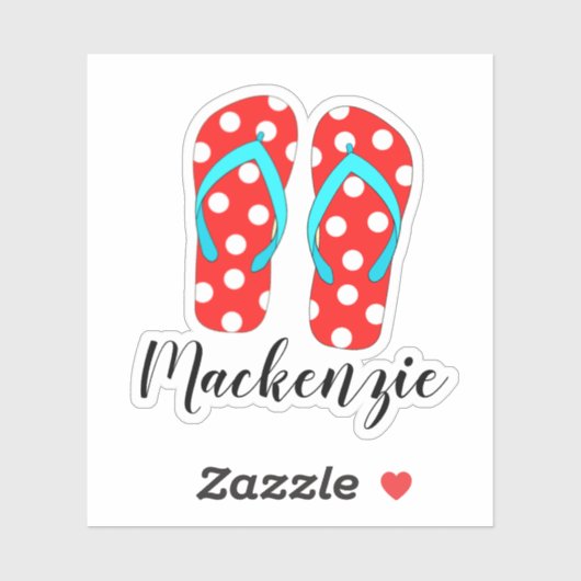 Aangepaste naam Rode Teenslippers zomerbak Sticker (Vel)