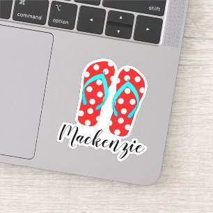 Aangepaste naam Rode Teenslippers zomerbak Sticker