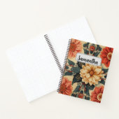 Aangepaste naam rode vintage bloempatroon notitieboek (Binnen)