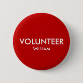 Aangepaste Naam Rode Vrijwilliger Ronde Button 5,7 Cm (Voorkant)