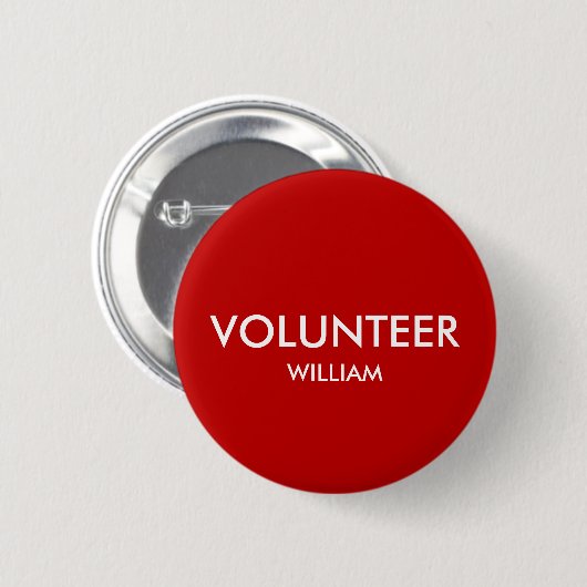 Aangepaste Naam Rode Vrijwilliger Ronde Button 5,7 Cm (Voorkant /achterkant)