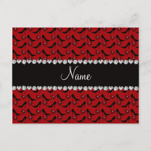 Aangepaste naam rode zwarte buisdiamant met hoge h briefkaart
