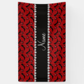 Aangepaste naam rode zwarte buisdiamant met hoge h spandoek (Verticaal)