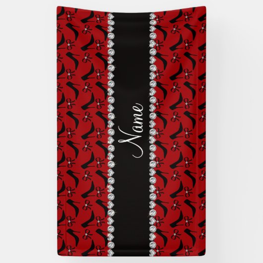 Aangepaste naam rode zwarte buisdiamant met hoge h spandoek (Verticaal)