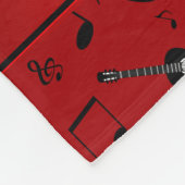 Aangepaste naam rode zwarte gitaren muzieknoten fleece deken (Hoek)