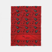 Aangepaste naam rode zwarte gitaren muzieknoten fleece deken (Voorkant)