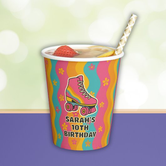 Aangepaste Naam Rolschaatsen Meisje Verjaardagsfee Papieren Bekers