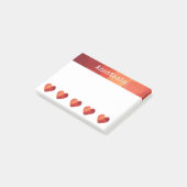Aangepaste naam romantisch rood laag poly hart post-it® notes (Schuin)