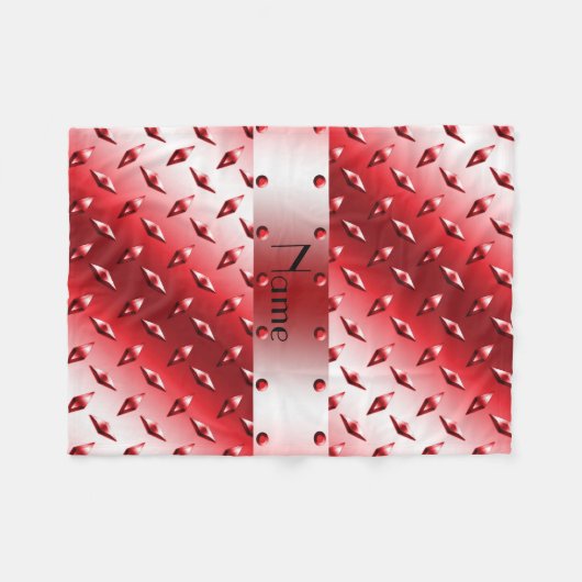Aangepaste naam rood diamant bord staal fleece deken (Voorkant (Horizontaal))