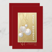 Aangepaste naam rood en goud kerstgroet feestdagenkaart (Voorkant / Achterkant)