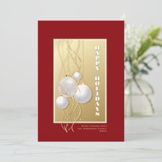 Aangepaste naam rood en goud kerstgroet feestdagenkaart (Staand voorkant)