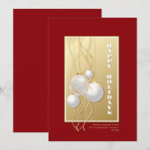 Aangepaste naam: rood en gouden feestdag feestdagenkaart (Voorkant / Achterkant)