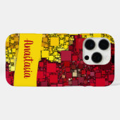 Aangepaste naam rood geel geometrische vormen text Case-Mate iPhone case (Achterkant (horizontaal))