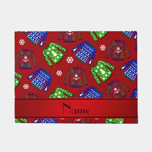 Aangepaste naam rood geveesdroogd kerstfeest deurmat (Voorkant)