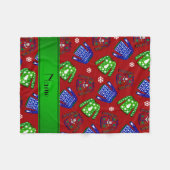 Aangepaste naam rood geveesdroogd kerstfeest fleece deken (Voorkant (Horizontaal))