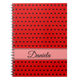 Aangepaste naam - Rood met zwart-witpatroon Notitieboek