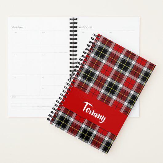 Aangepaste naam rood slippatroon planner (Display)