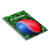 Aangepaste naam Rood Wit & Blauw Honkbal Notitieboek (Rechterzijde)