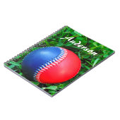 Aangepaste naam Rood Wit & Blauw Honkbal Notitieboek (Linkerzijde)