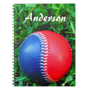 Aangepaste naam Rood Wit & Blauw Honkbal Notitieboek