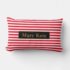 Aangepaste naam Rood/Wit Strepen Kussen